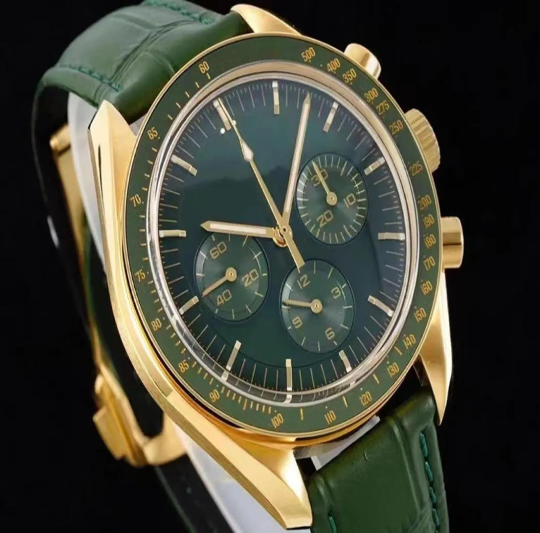 Men039s Casual Mechanical Watch Yellow Gold Dial 42 mm visage vert foncé autoproclamée mouvement de haute qualité résistant en eau profonde M9139530