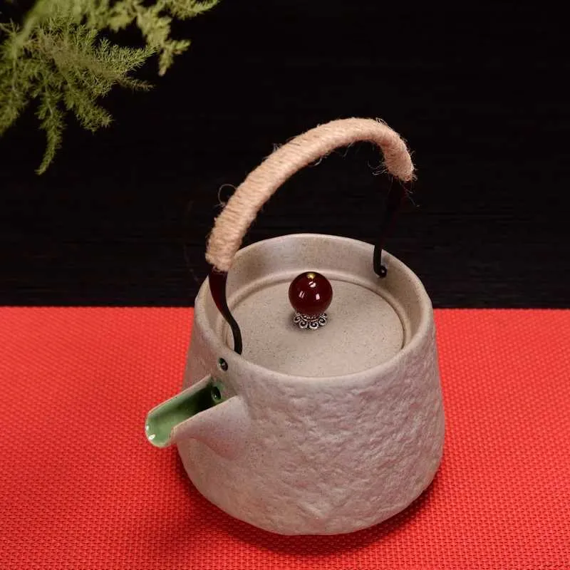 Teaware sätter kinesiska traditioner Rough Pottery Tea Pot Travel Office Teapeapot Belt Filter Kungfu Tea Cupettle Porslin Teaware