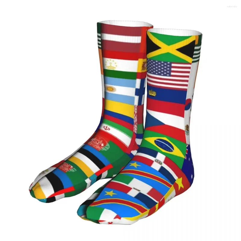 Compression des chaussettes pour hommes 60 drapeaux des pays World Women 2024 Men de vélo pour hommes