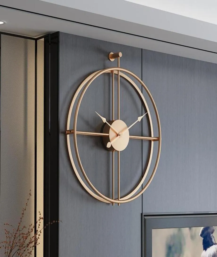 Grande orologio in metallo oro orologio elettronico creativo Nordico soggiorno di lusso cucina relogio de Parede decorazione per la casa 7330713