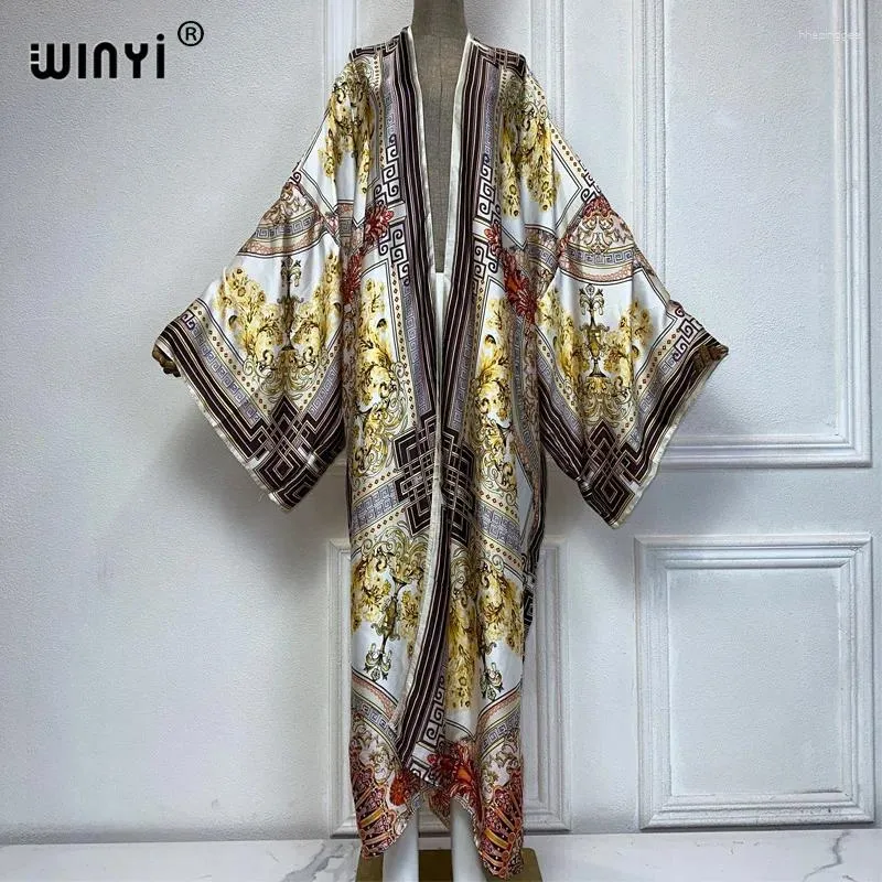 Sommar Kimono Africa Boho Print Dress Beach Wear Elegant Cardigan Holiday Outfits For Women Abaya Dubai Luxury