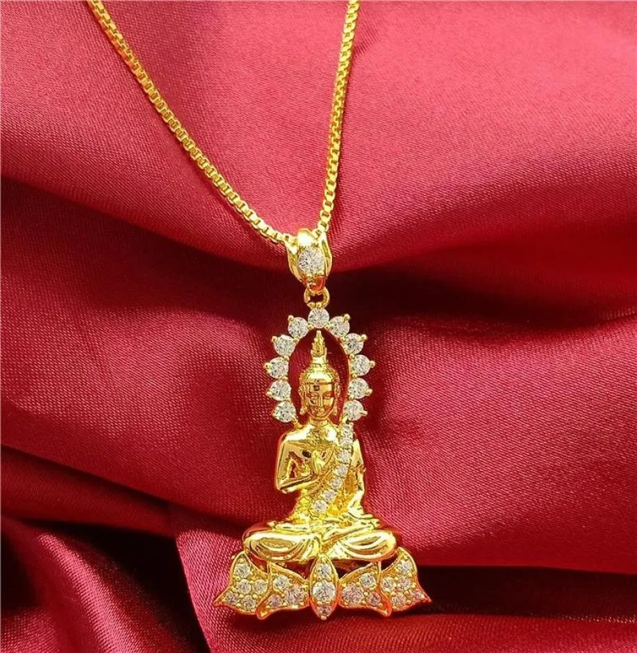 Naszyjniki wisiorek w Azji Południowo -Wschodniej Tajlandia Sprzedawanie Buddy Choker złoty naszyjnik Plated Mężczyźni Kobiety Szczęśliwy biżuteria Łańcuch LUXURY9915278
