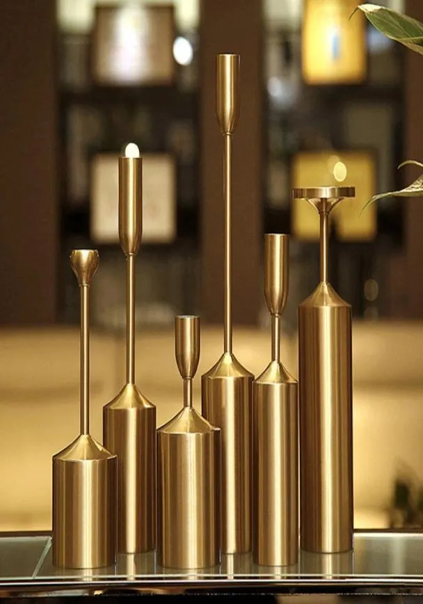 6 peças Candelas de metal Modern Luxury El Dinning Table Decoração de Candlesticks Ligante do Velulador para Casamento de Natal 4653741