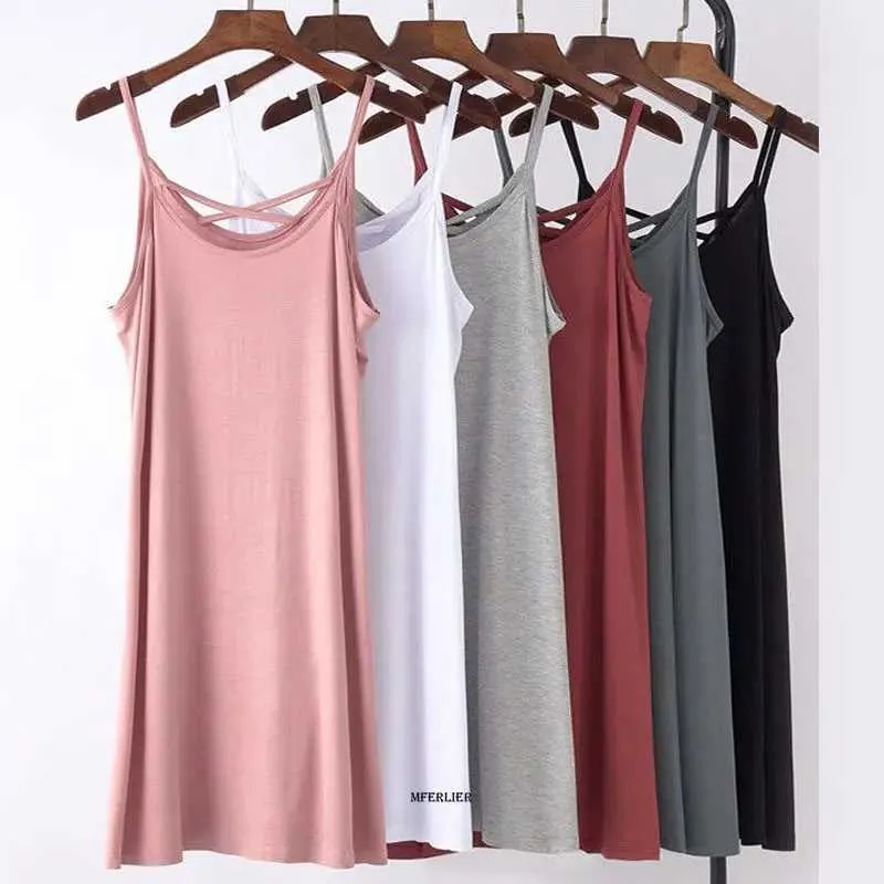 Plus Basic Dresses Size 8XL 150kg Womens Spaghotti Shoulder Strap Long Dress Sleeveless Summer Modular Dress Solid Color Home Dress Big S Underress WomensL.24050721