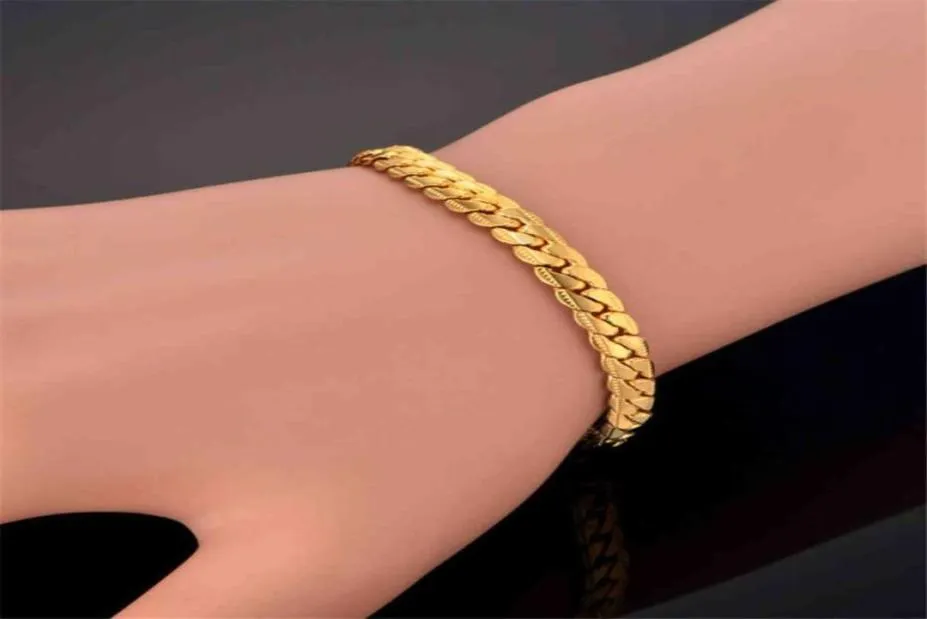 Bracciale di colore dorato per uomini donne marciapiedi catena di collegamento in acciaio inossidabile S Braccialetti femminili catene gioielli3484608