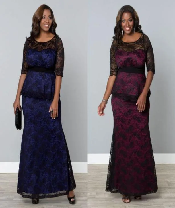 2022 Lace Applique Plus -Size -Kleider boer Batteau Hals mit Ärmeln Mütter Party Abschlusskleid Abendkleid für besondere Anlässe Flo5033953