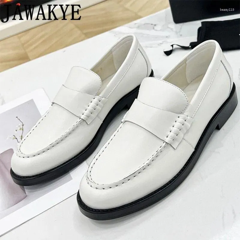 Zapatos casuales vende genuinos mocasines de cuero de cuero mujer vestido blanco negro