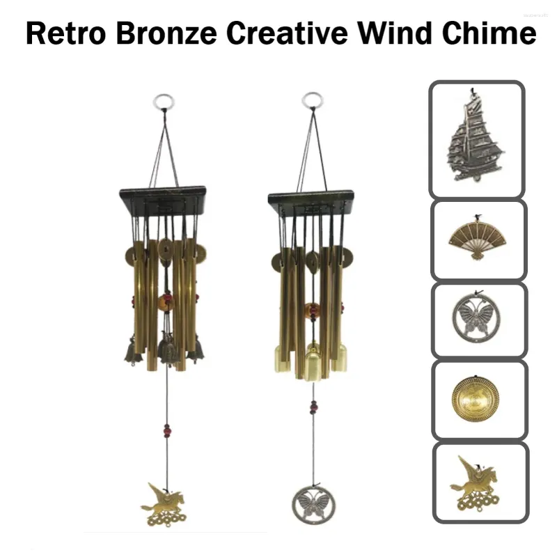 Dekorativa figurer Kinesiska traditionella retro 8 rör Bronze Creative Wind Chime Metal Tube Bell Yard Garden Outdoor Living Chimes 60cm