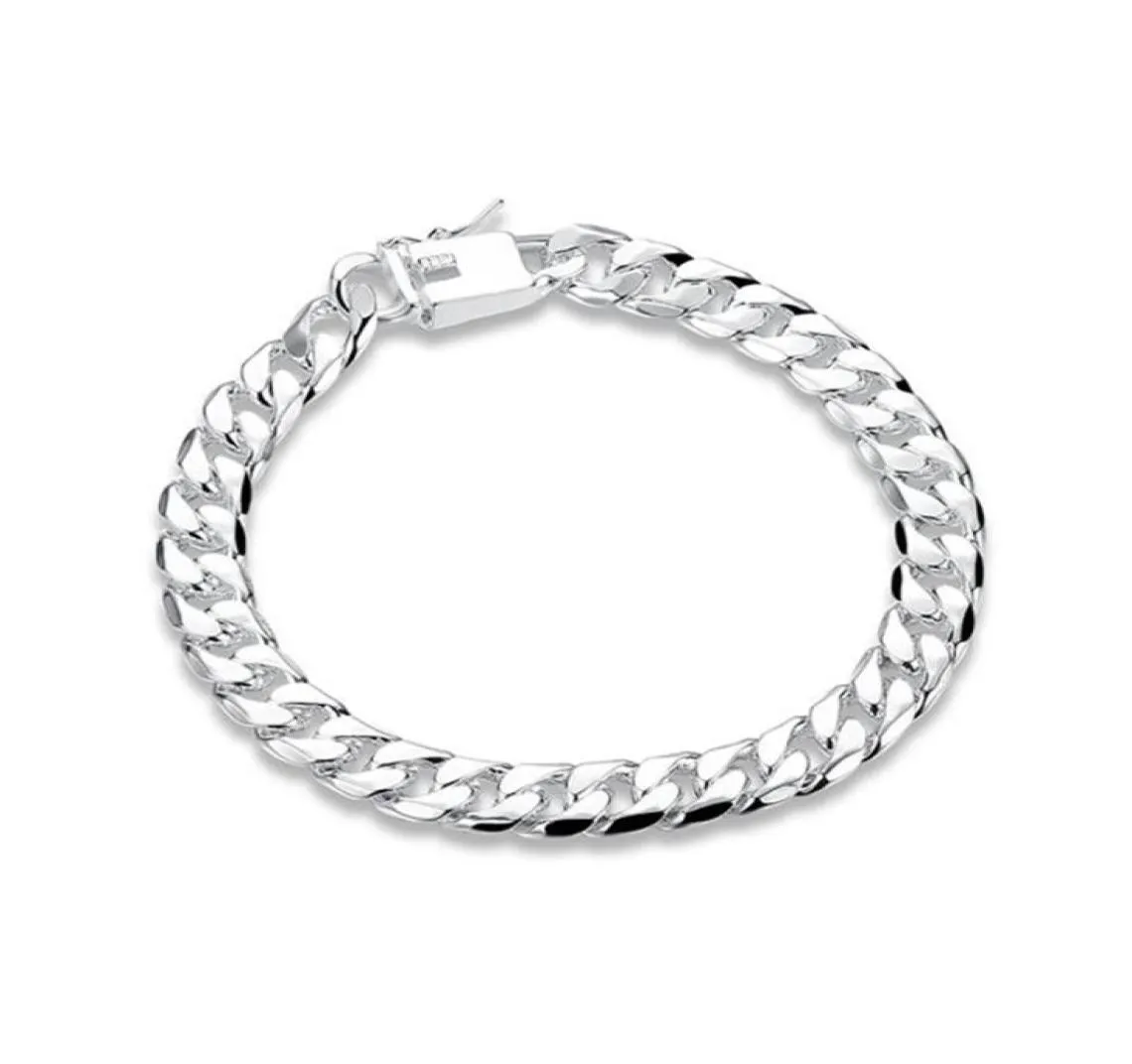 Catena laterale da 8 mm Catena manuale Moneta maschile Sterling Sterling Bracciale placcato uomini e donne Bracciale d'argento SPB227263Z99837548298703