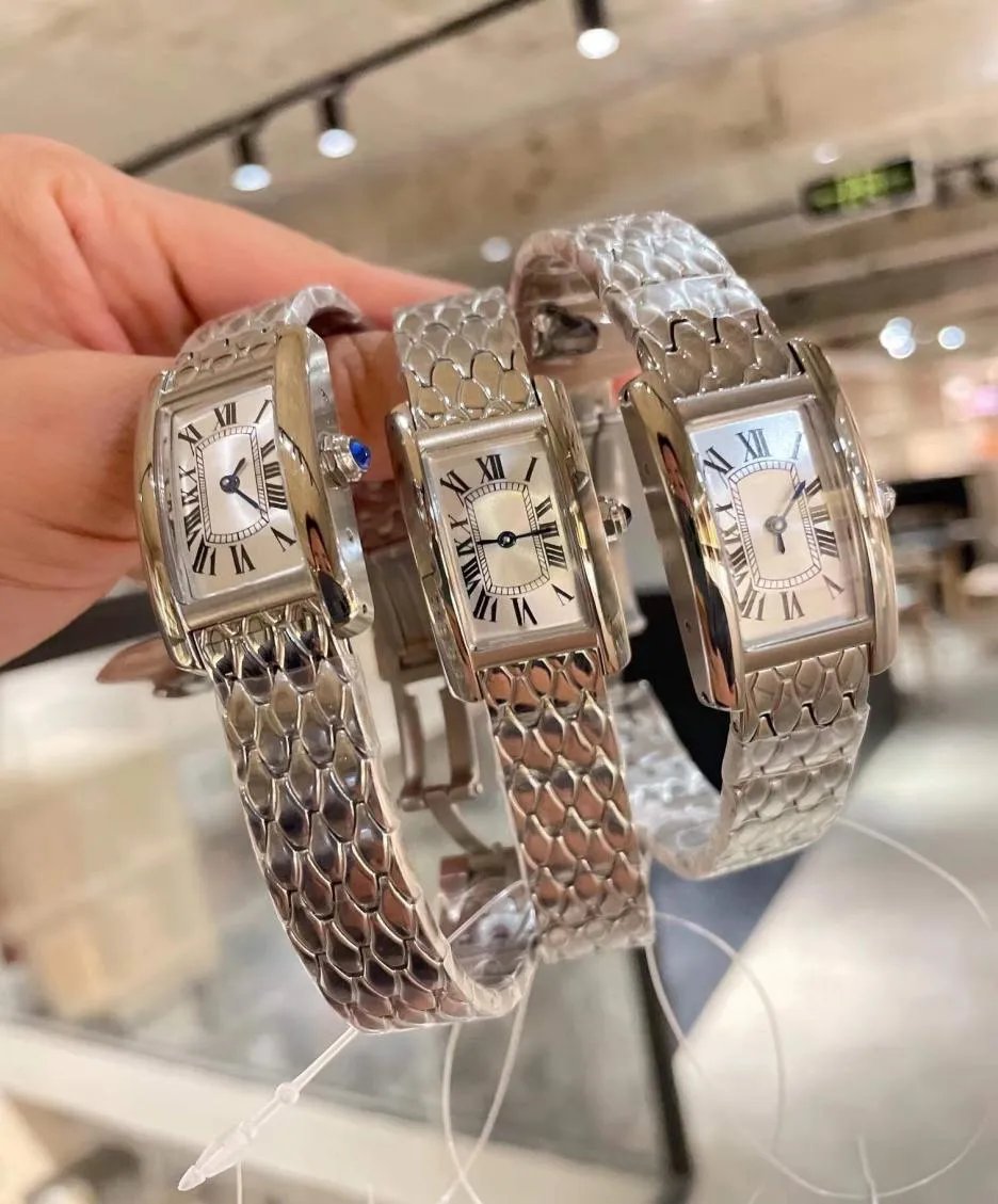 Classic Zircon Tank Wristwatch Female Crystal Glass Roman Numbers Watches Women Geometric Sapphire Quartz Watch Aço inoxidável S1896079
