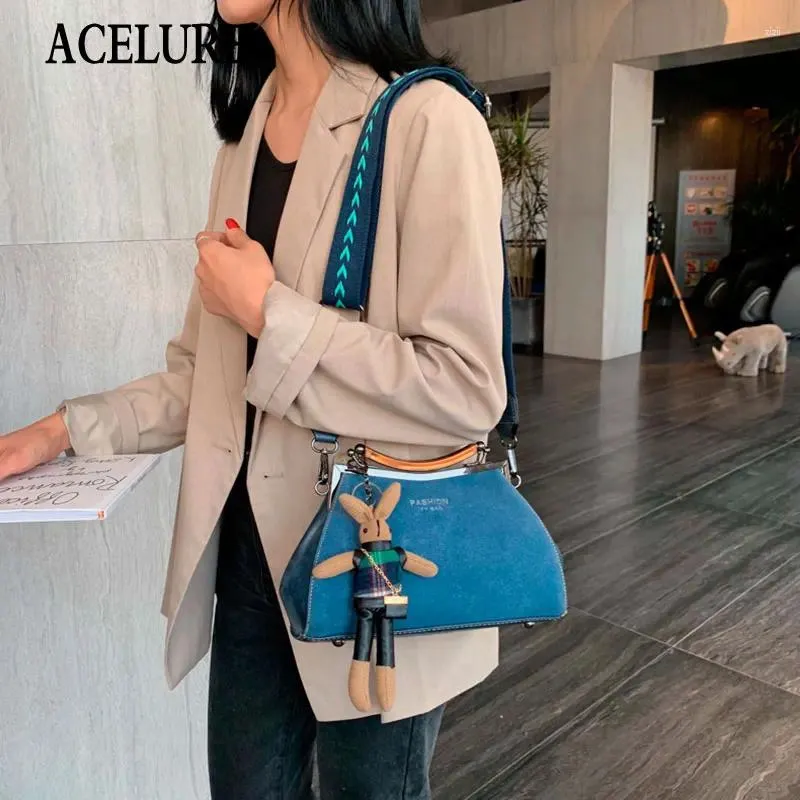 Bag ACELURE Solid Color Wide Strap Shoulder Bags For Women Fashion PU Leather Handbags Female Crossbody Ladies Shopping Purse