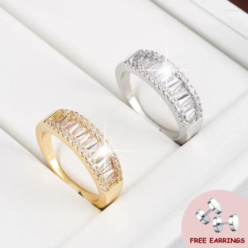 Ringos de cluster Ring de moda Ring to Ring With Zircon Gemstone For Women 925 Acessórios de jóias de prata Promessa de noivado de casamento Presentes de festa