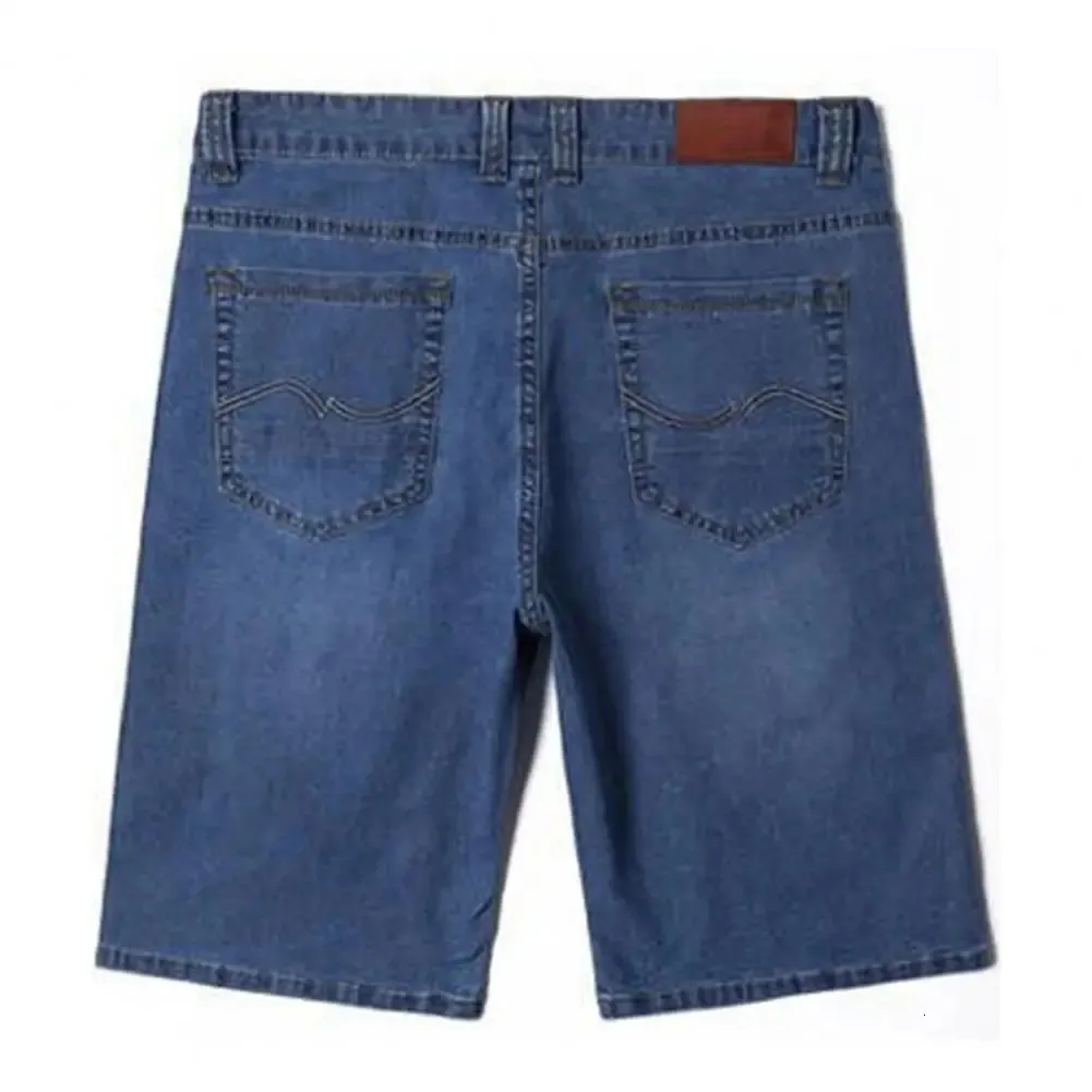 Mężczyźni dżinsowe szorty męskie lato z guzikami muchy muchy proste nogi solidny kolor krótkie spodnie do streetwearu 240422