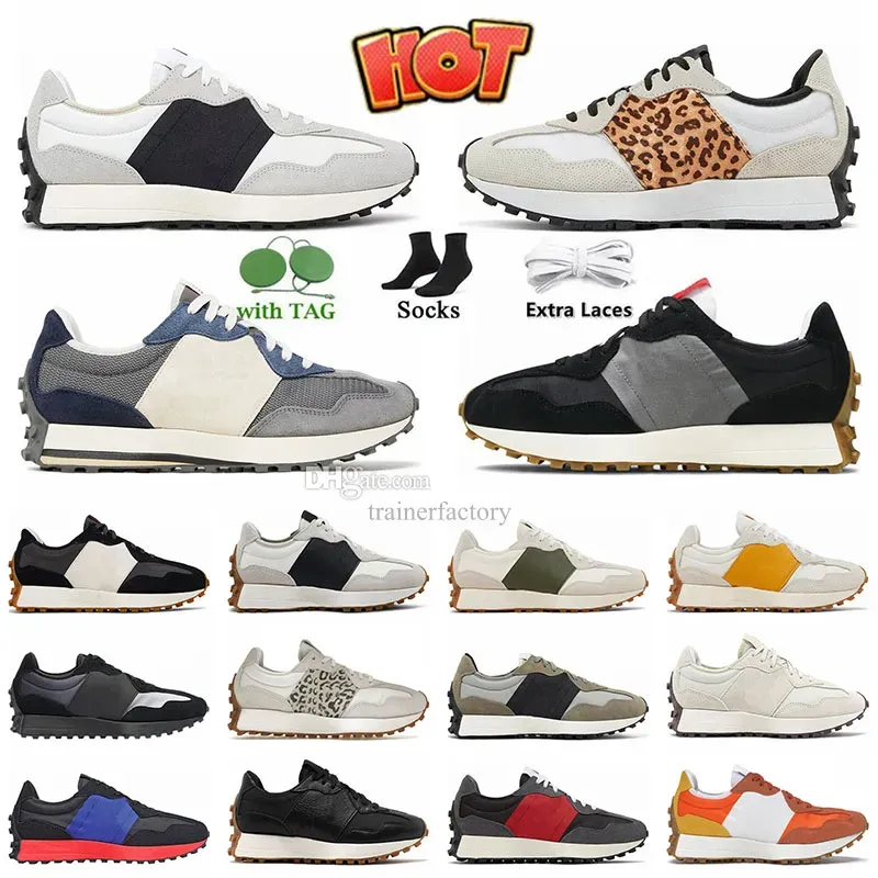 Toppmode 327 Runningskor Män kvinnor Designer 327s tränare svart vitt orange gräs grönt moln hav salt beige bruna kvinnors män utomhus sport sneakers storlek 36-45