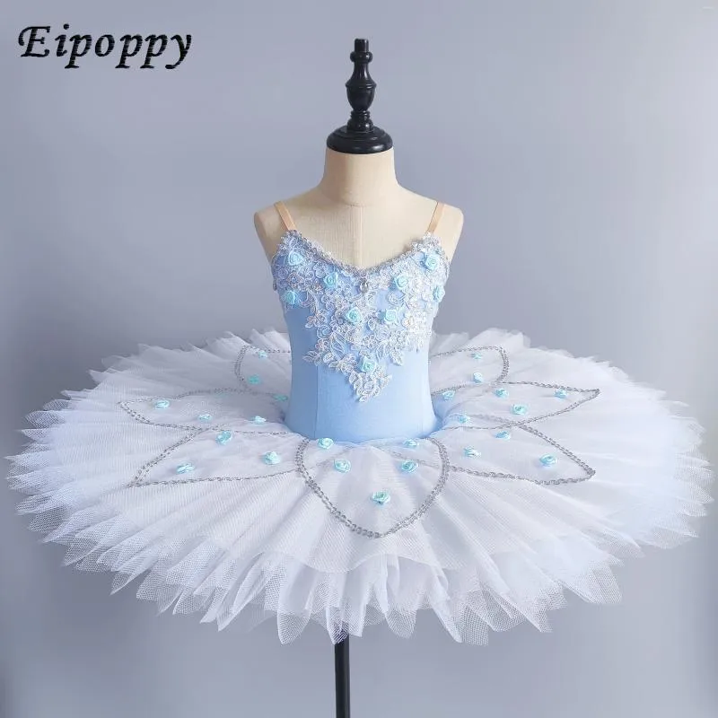 Scary Wear Blue Ballet Dance Robe Girl Little Swan Tulle Tutu Performance