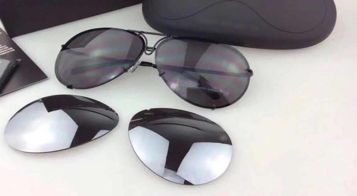 Rimless Pilot Sunglasses for Men BlackGrey Lenses 8478 interchangeable Lens Sonnenbrille occhiali da sole Mens Design Sunglasses 1548995