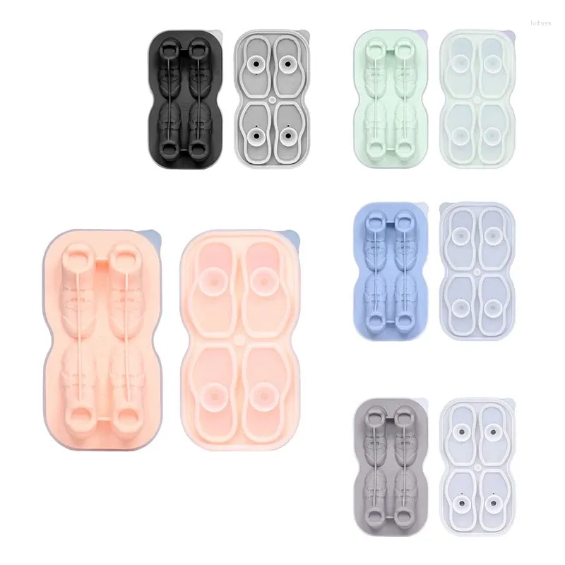 Baking Moulds Shoe Ice-Cube Mold 4 Cavity Shape Molds Reusable Fun Tray Easy Silicone Ice Ball Maker