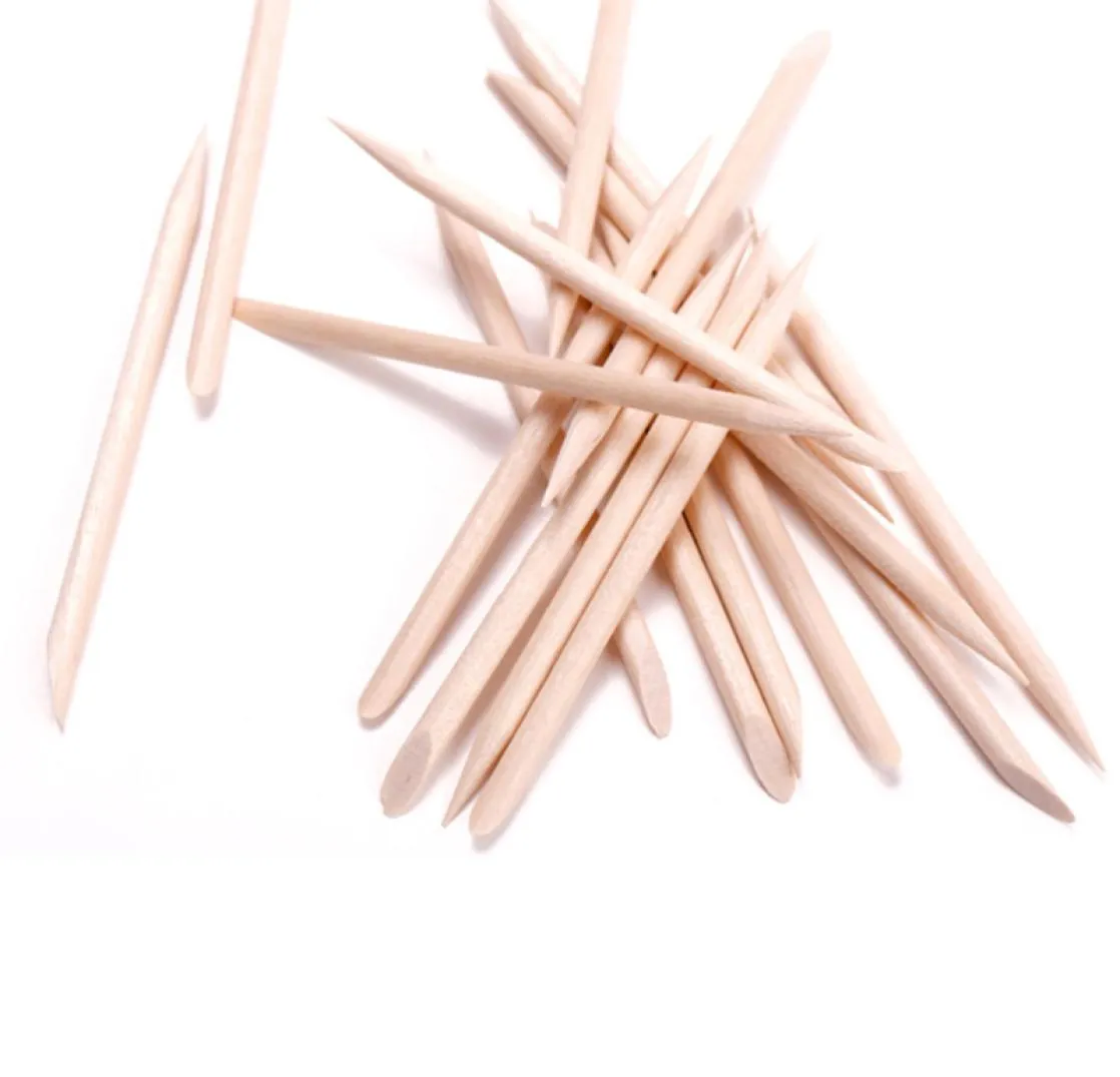 Ensemble de 100pcs Orange Wood Stick Cuticule Pusher Remover Double face Nail Art Manucure Pédicure Tool 9561446