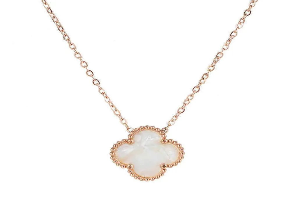 Wholale Ladi Clover Shell Pendant Stainls Steel 18K Rose Gold Women Necklace5768740