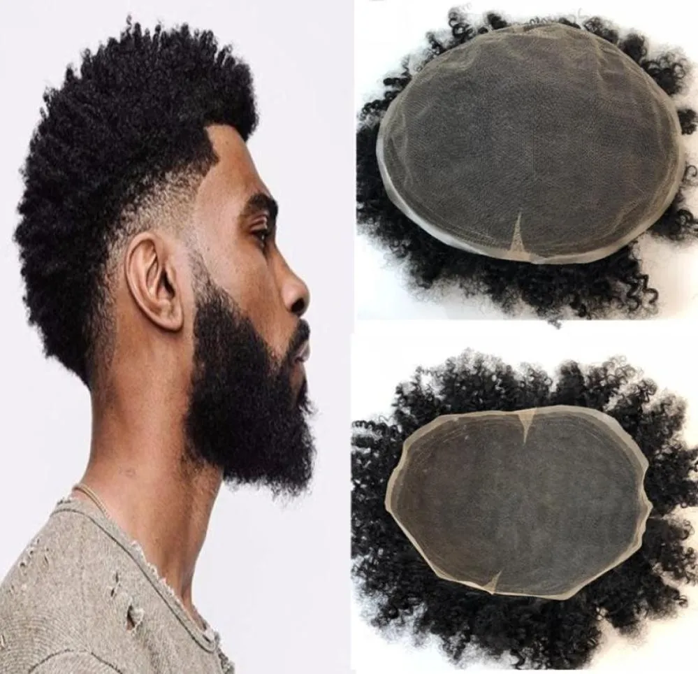 Afro Curly Toupee for Men Swiss Lace Curly Mens Toupee Full Lace Afro Curly Human HEMS MEN WIG Remplacement System 8x10 hommes Hair9985941