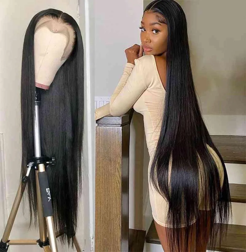 12A RAW INDIAN HD Frontal Wig Brazilian Virgin Swiss Spets stängning Front Bone Straight Human Hair Wigs For Black Women9823459