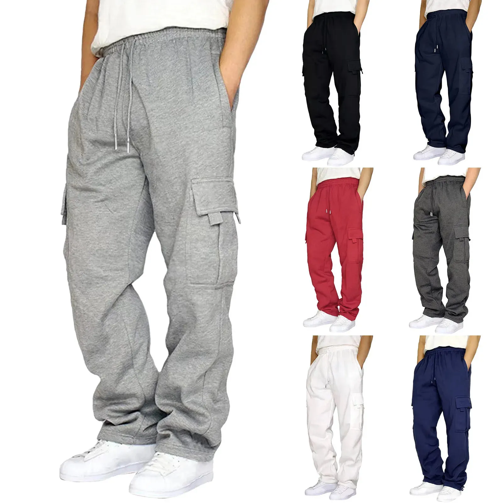 Jogginghosen Männer Frachthosen Elastische Taillenhose Männlicher Komfort Jogger Sport lose Solid Plus -Size -Kleidung 240422