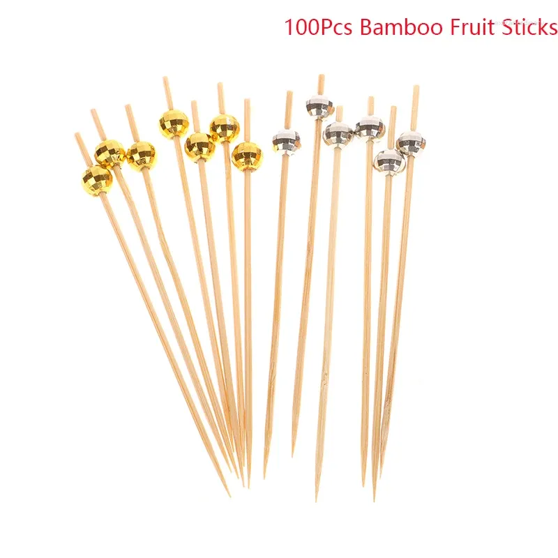 Forks 100pcs Bamboo Sticks Cocktail Picks Ball Paltos decorativos para aperitivos espetos