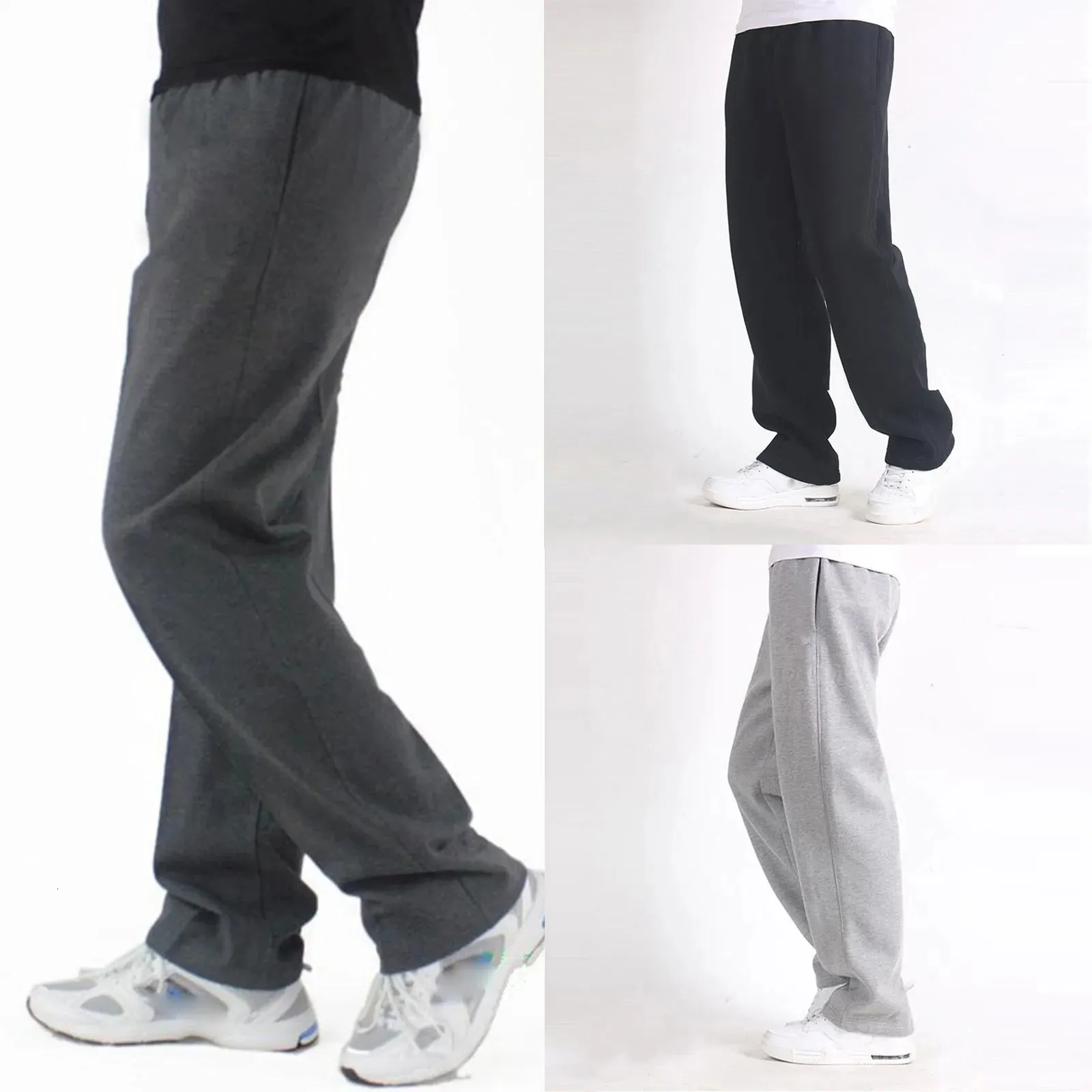 Mens Loose Comfortable Casual Solid Color Trouser Simple Fashion Versatile Draped Long Pants Plus Size Sports Jogger Sweatpants 240422