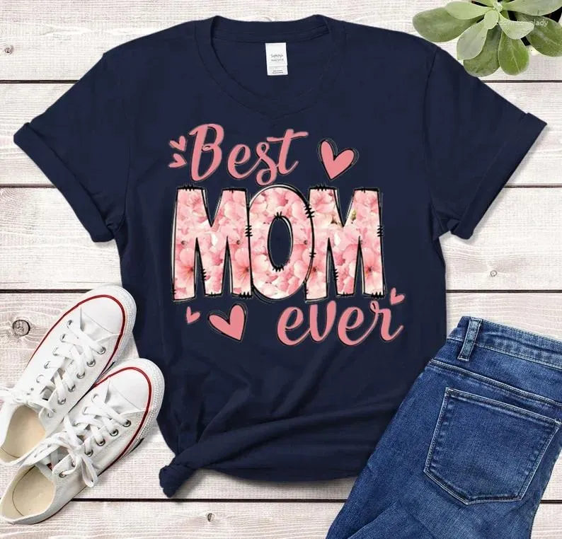 T-shirts pour femmes maman jamais la fête des mères maman sublimation avec des manches courtes florales