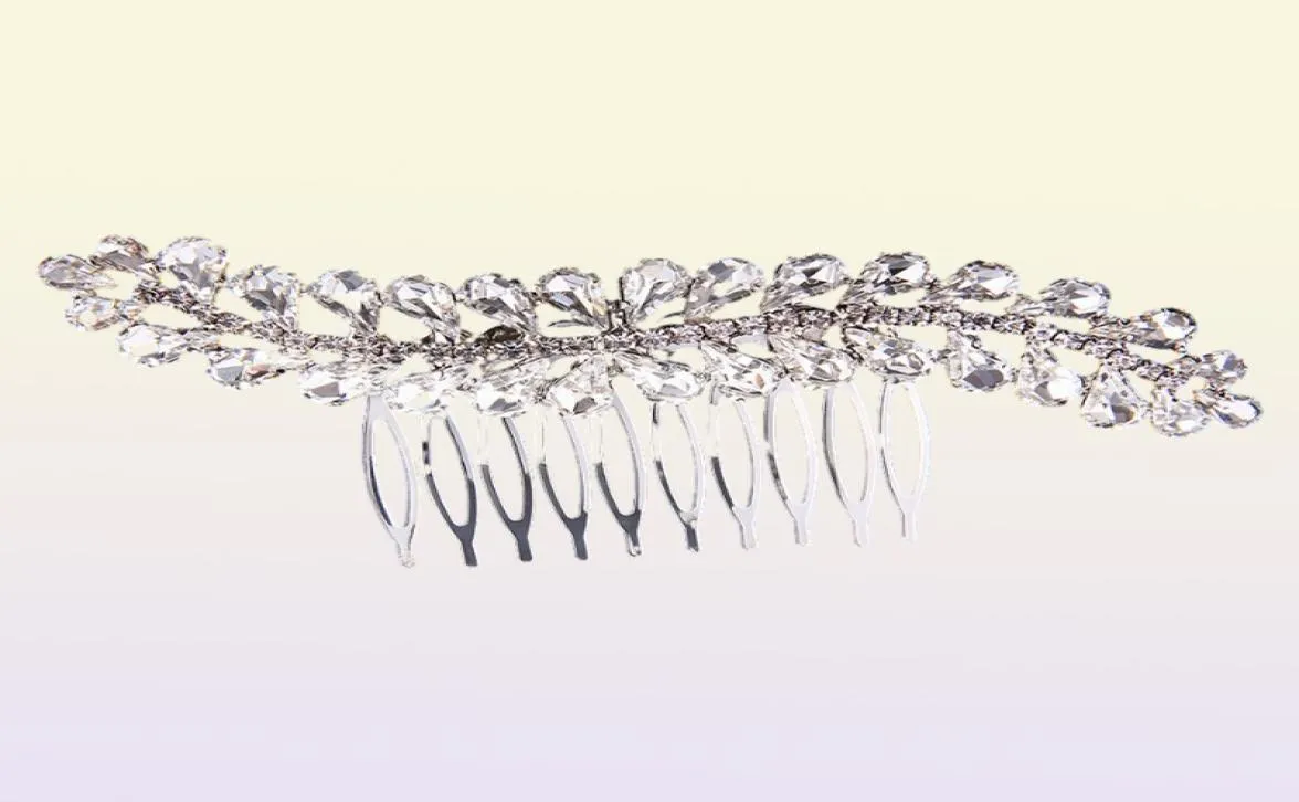 Koreansk brudkam vintage silverfärg kvinnor strass kristaller hår kammar brud bröllop hår smycken dam hårstycken jch1103363773