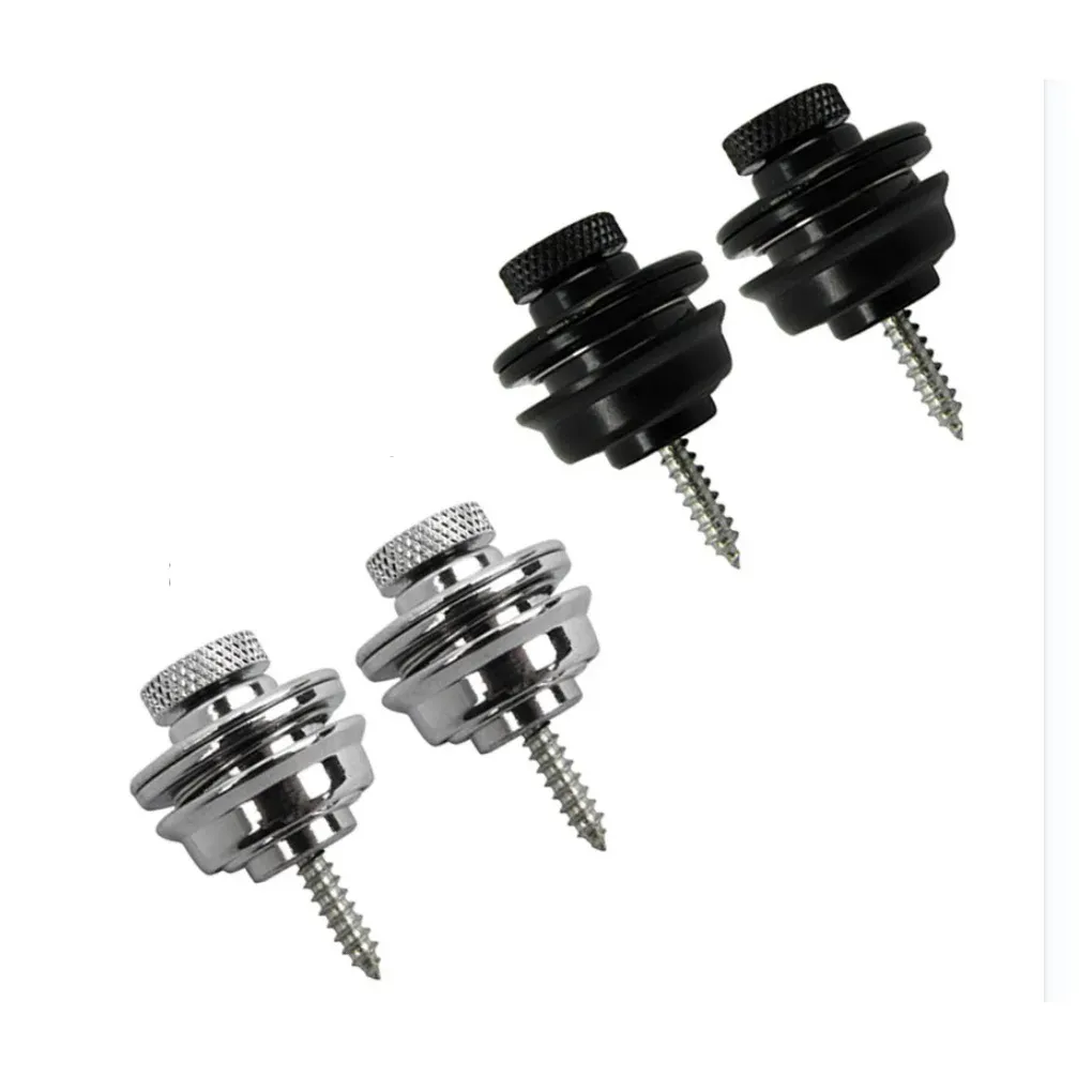 Accessories FLEOR 2pcs Electric Bass Guitar Straplocks Flat Head Metal Skidproof Locking Security Strap Locks Buttons Black /Chrome Choose