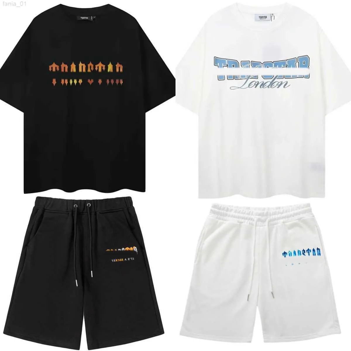 Tracksuit Trapstar Men Shorts und T -Shirt -Set Haikyuu Herren Designer Trapstar Tracksuit Hochwertige gestickte Pure Cotton Lose Casual Shorts Sets Herren Größe S M l xl