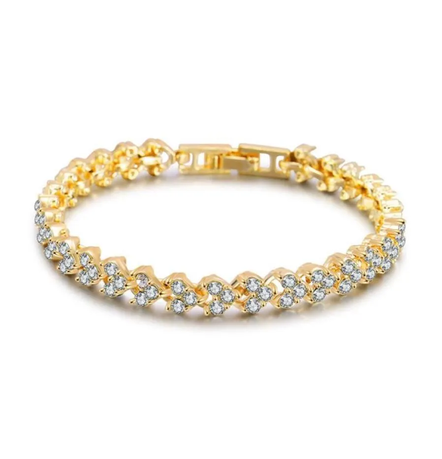 Braccialetti di cristalli di lusso in Austria Bracciale in oro rosa in argento in oro in oro rosa con braccialetta da tennis romano a diamante zircone49346293552100