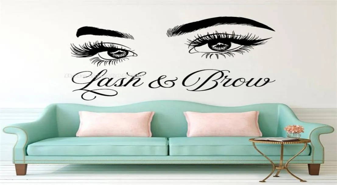 Lash kaş duvar çıkartma kirpik uzantısı güzellik salonu dekorasyonu makyaj oda duvar etiketleri sanat kozmetik sanat poster ll300 2012011513669