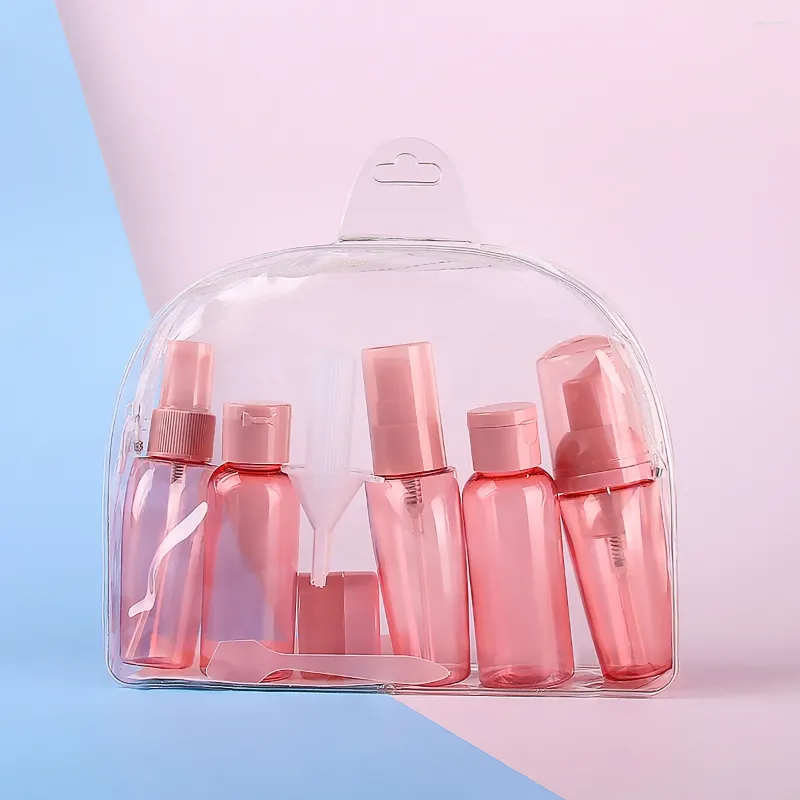 Opslagflessen 10 stks reistoiletiekit lekbestendig draagbare set rood heldere vluchtgrootte cosmetische containers voor lotion shampoo