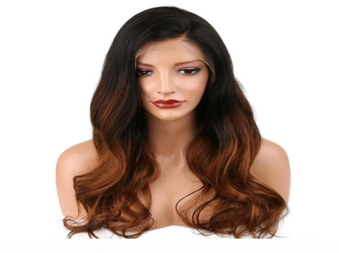 360 Perruques à cheveux humains en dentelle Full pré-cueillis 150 densité brésilienne Remy Hair Ombre Color T 1B 4 WIGE NATURELLE HUMAN WIG2024391