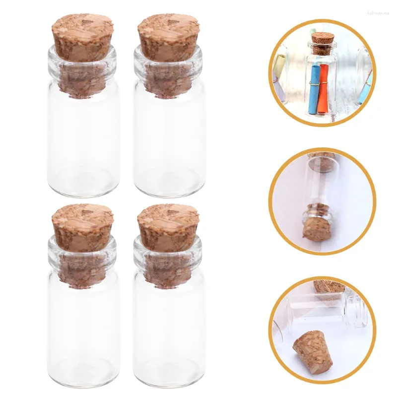 Vasen 50pcs Mini -Glasflaschen mit Honiggläser Stopper transparent DIY Wunsch nach Nachrichten Hochzeiten Party