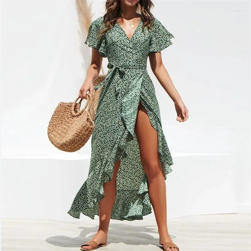 Jolie Moi Green Wrap Floral Dress Wrap Dress Womens Dresses Warehouse Green  Dress Casual Dresses Women