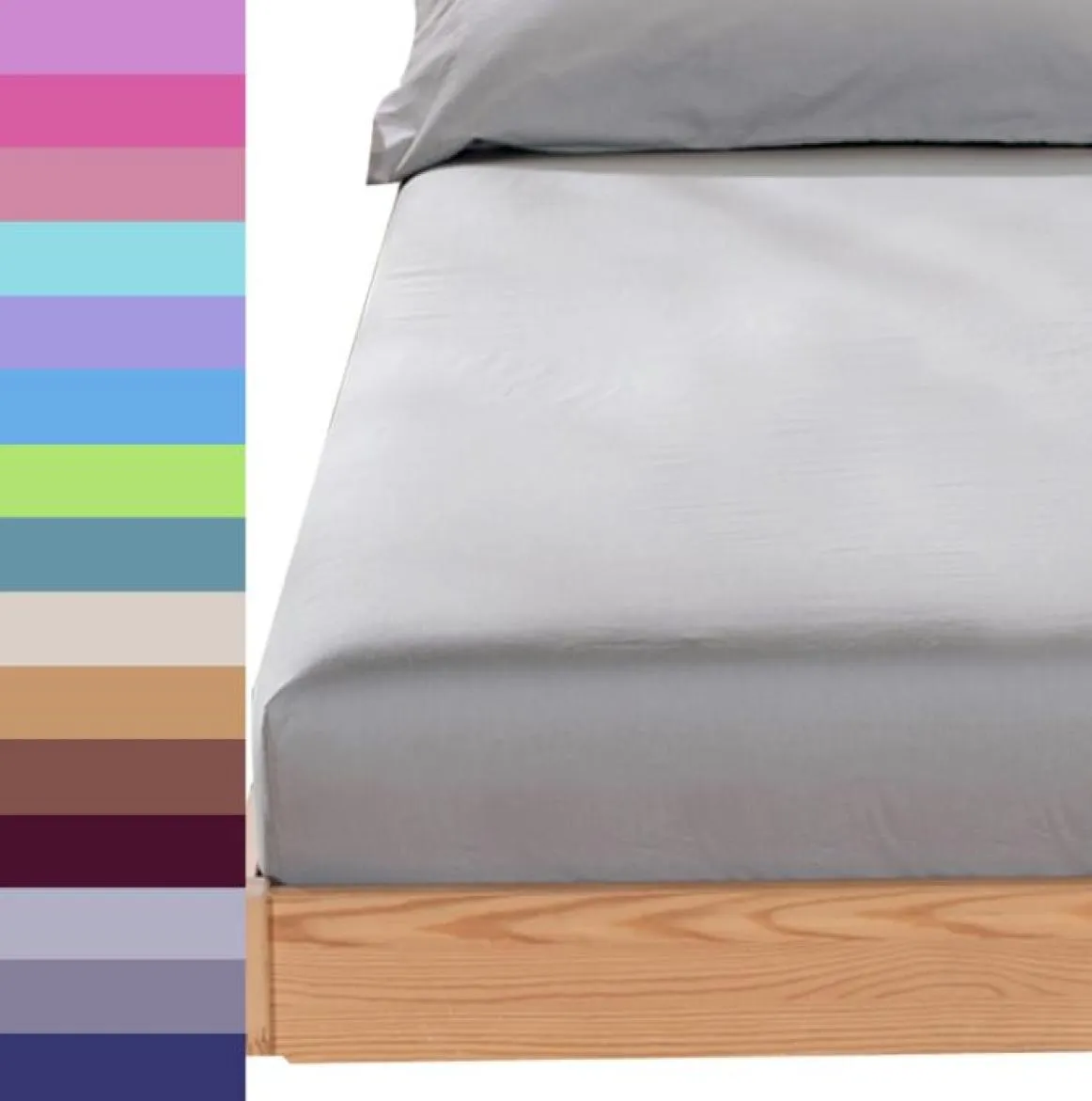 Серый лист для кровати, установленные с круглой эластичной простым постельным бельем, король королевской кровать матрас.