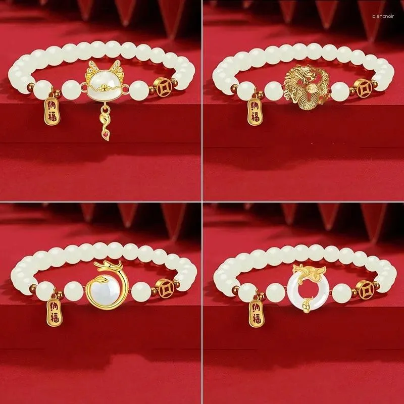 Bracelets de liaison 2024 style chinois coloré bracelet en forme de dragon à la main pour femmes pour femmes créatives métal géométrique