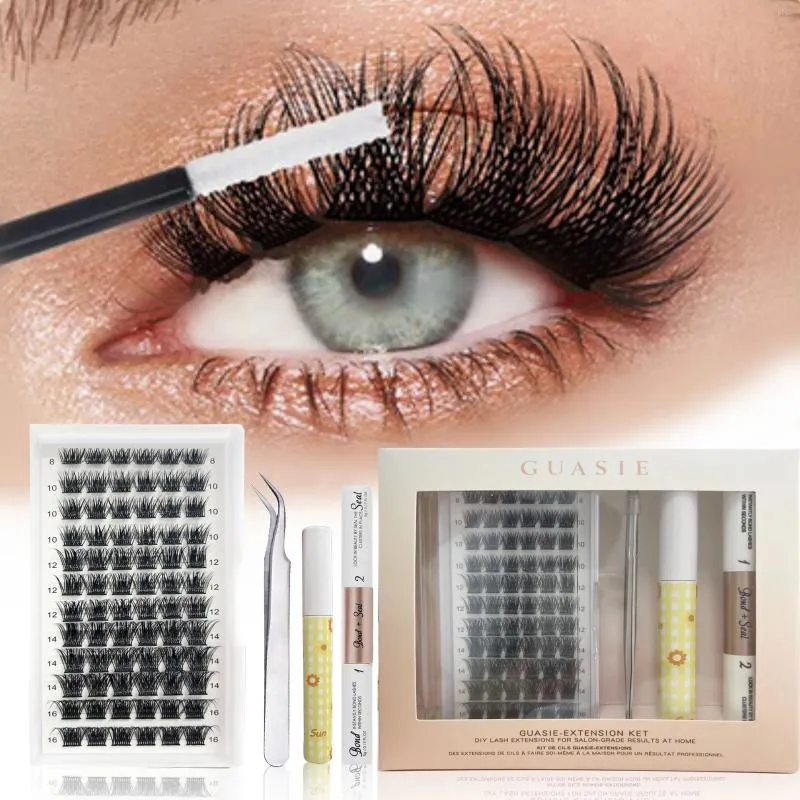 Falska ögonfransar Inget behov Limkluster Lash Extension Bond and Seal Makeup Tools Tweezer Reomver Lashes Kit