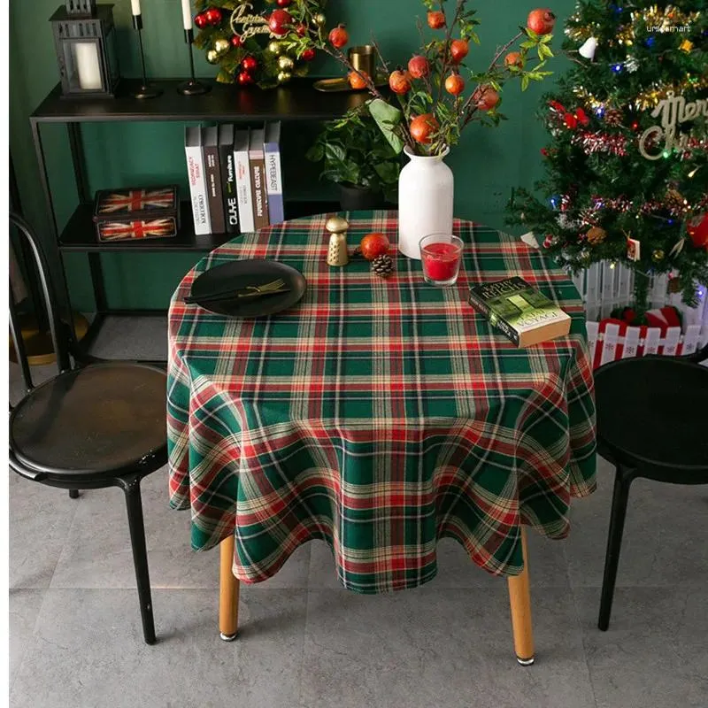 Свалочная ткань гордая розовая ретро -таблица скандинавская рождественская раунд американский клетчатая кофейная крышка хлопковая ткань печатная вечеринка дом