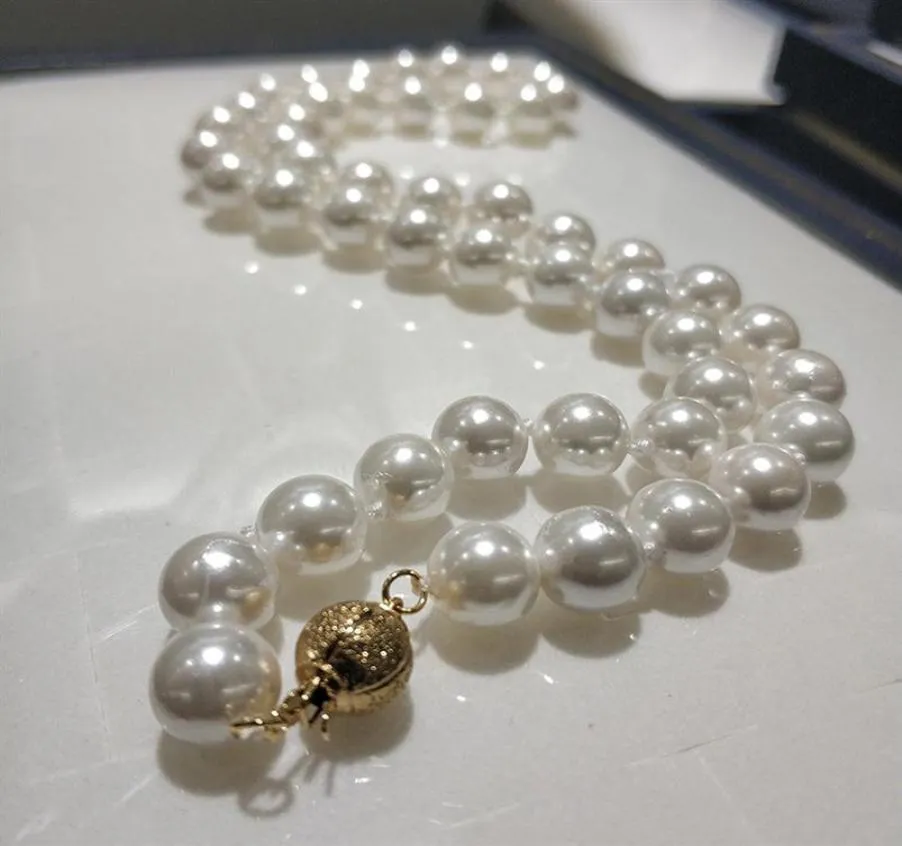 Jyx Shell Pearl Necklace Jewelry 88 5mm Round White Natural Sea 18 High Luster Top Halsband295U7555727