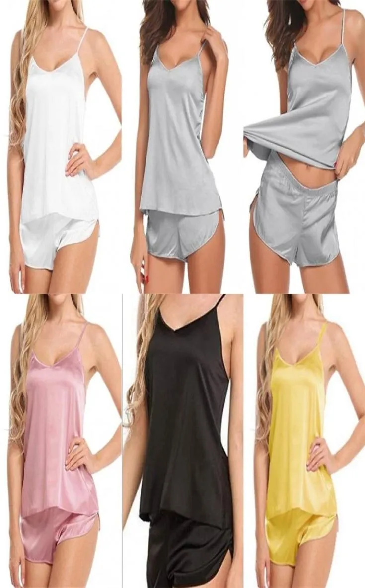Silk Pyjamas Camisole Vest Set Pyjamas Shorts Kit plus taille pour femmes Vêtements Pijamas Pant