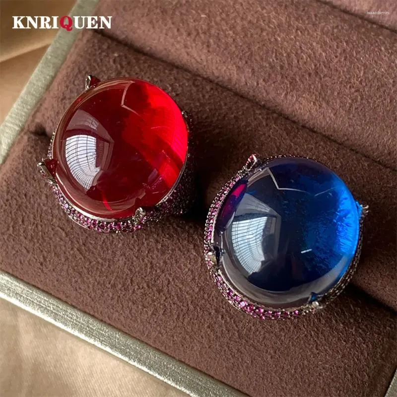 Cluster Rings Arrival 18 20mm Ruby Sapphire For Women Gemstone Cocktail Party Vintage Fine Jewelry Personality Ring Anniversary Gift