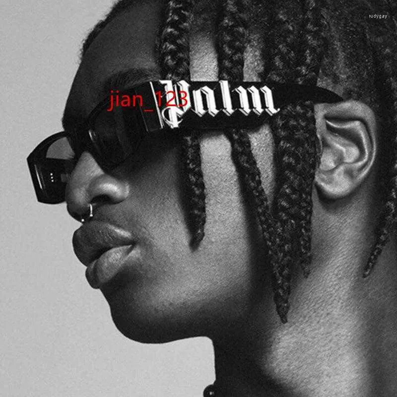 Lunettes de soleil 2023 Style Palm Letters Fashion Black Frame Ins Hip Hop Sun Glasses Unisexe pour femmes hommes