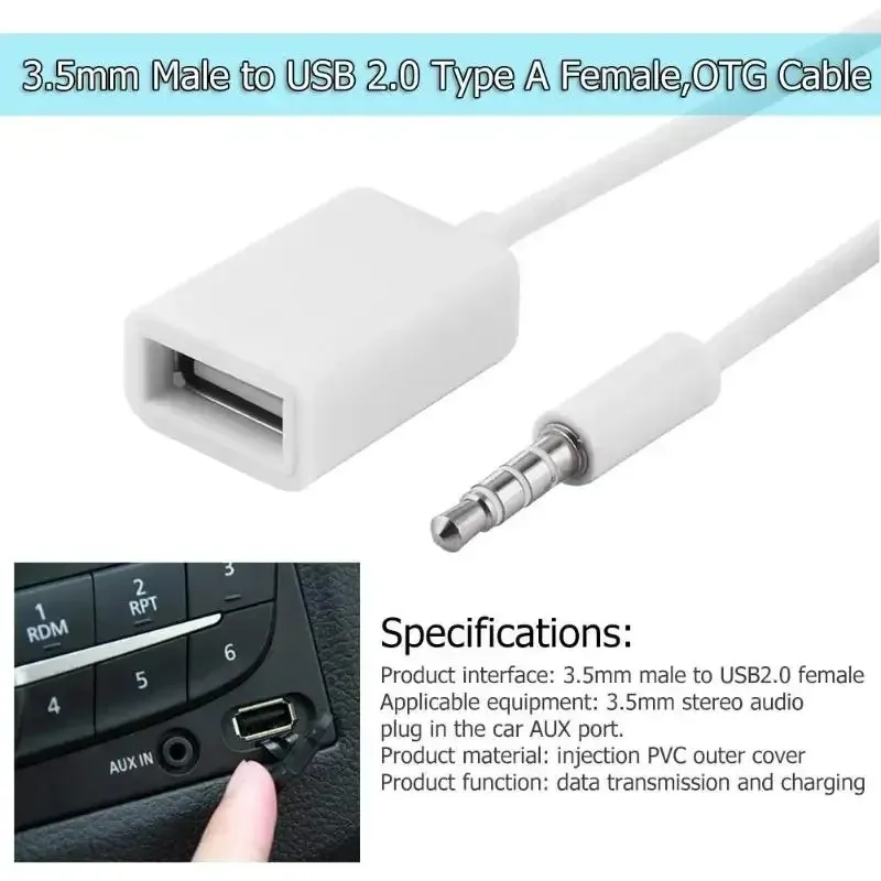 15 cm 3,5 mm 2.0 koordlijn audio auxaansluiting mannelijk naar usb auto auto accessoires type een vrouwelijke otg converter adapter kabeldraad