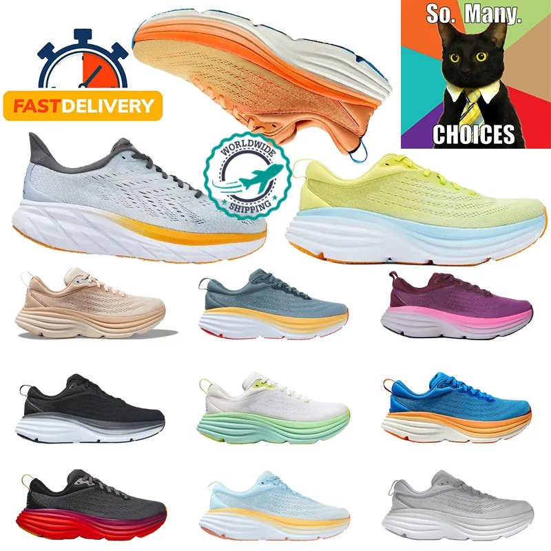 Hot Pink Running Shoes Bondi 8 One Movement Tan Beige Orange Kawana Black White Carbon X X2 Tennis Shoes Mens Womens Sneakers 36-45 size
