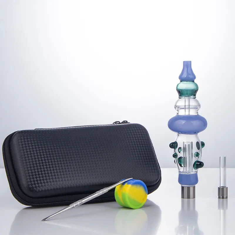 Headshop666 NC103 Glas Bong Dab Rig Rauchleitungen Beutel Set 510 Titankeramik Quarz Nagel Dabber Werkzeug Siliziumglas Hülle farbige Punkte Dekor Glas Wasser Rohr