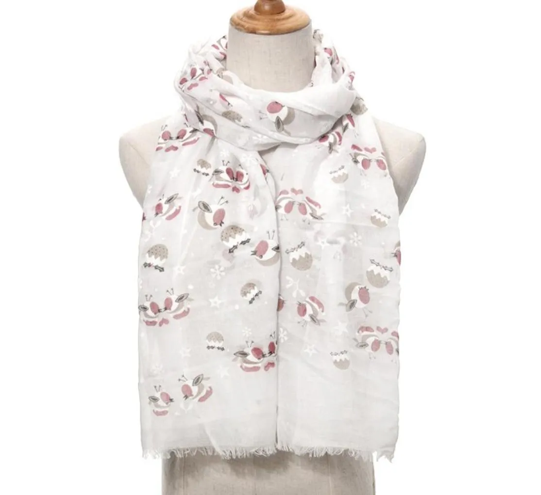 new christmas bird print scarf shawls women long soft christmas snow pattern wrap scarves hijab 4 color 3142652